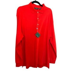 NWT Bobby Jones Peruvian Pima Cotton Polo Shirt  L Red Performance Golf *logo*